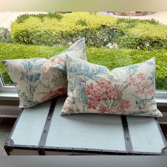 Annabel Bleu Other - Set of 2 Tropical Lumbar Pillow Covers / 16” x 24”
